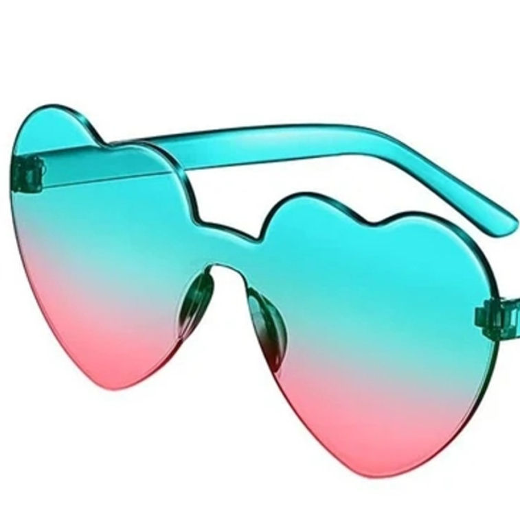 Hjerteformet solbriller med changerende glas i lyseblå og coral