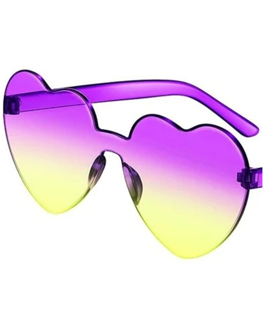 Hjerteformet solbriller med changerende glas i lilla og gul