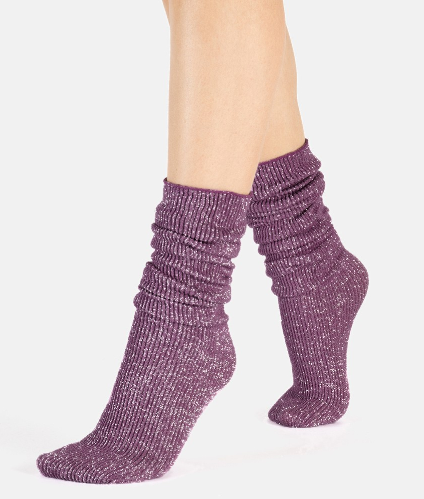 Glitter rib strømper - Violet fra CETTE