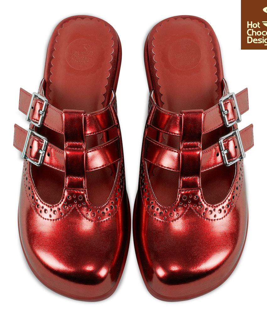Chrome Crush Crimson Clogs - Flade sandaler fra Hot Chocolate Design