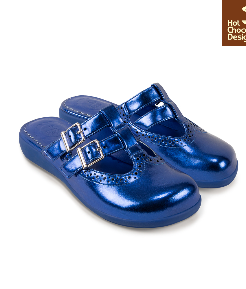 Chrome Crush Blue Clogs - Flade sandaler fra Hot Chocolate Design