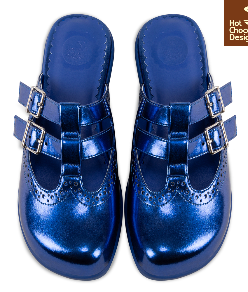 Chrome Crush Blue Clogs - Flade sandaler fra Hot Chocolate Design