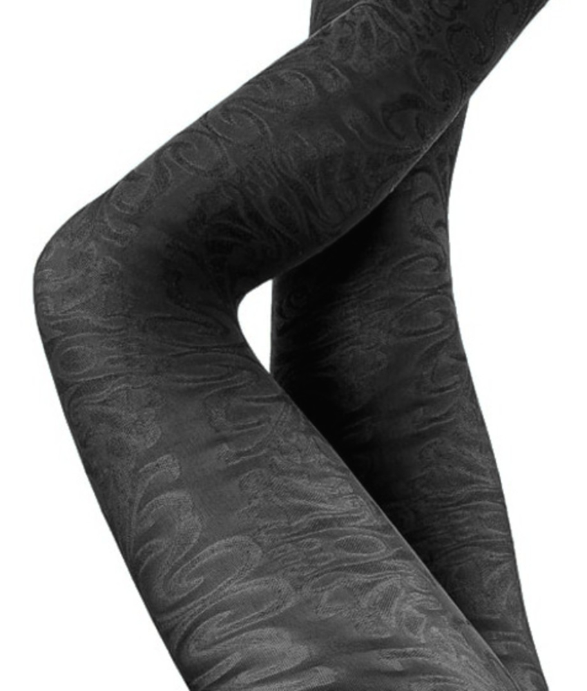 Tykke Sorte Strømpebukser med blonde - Festival 96384 Black