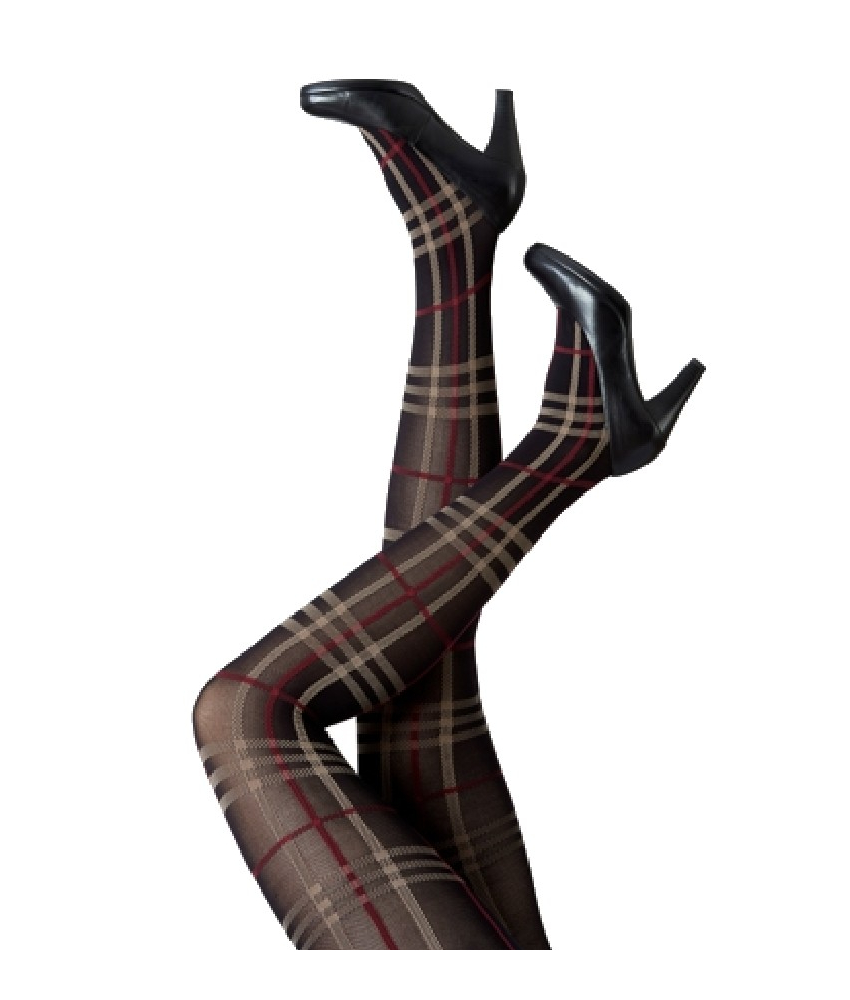 Brune plus size strømpebukser med tern - Brown Festival 96354