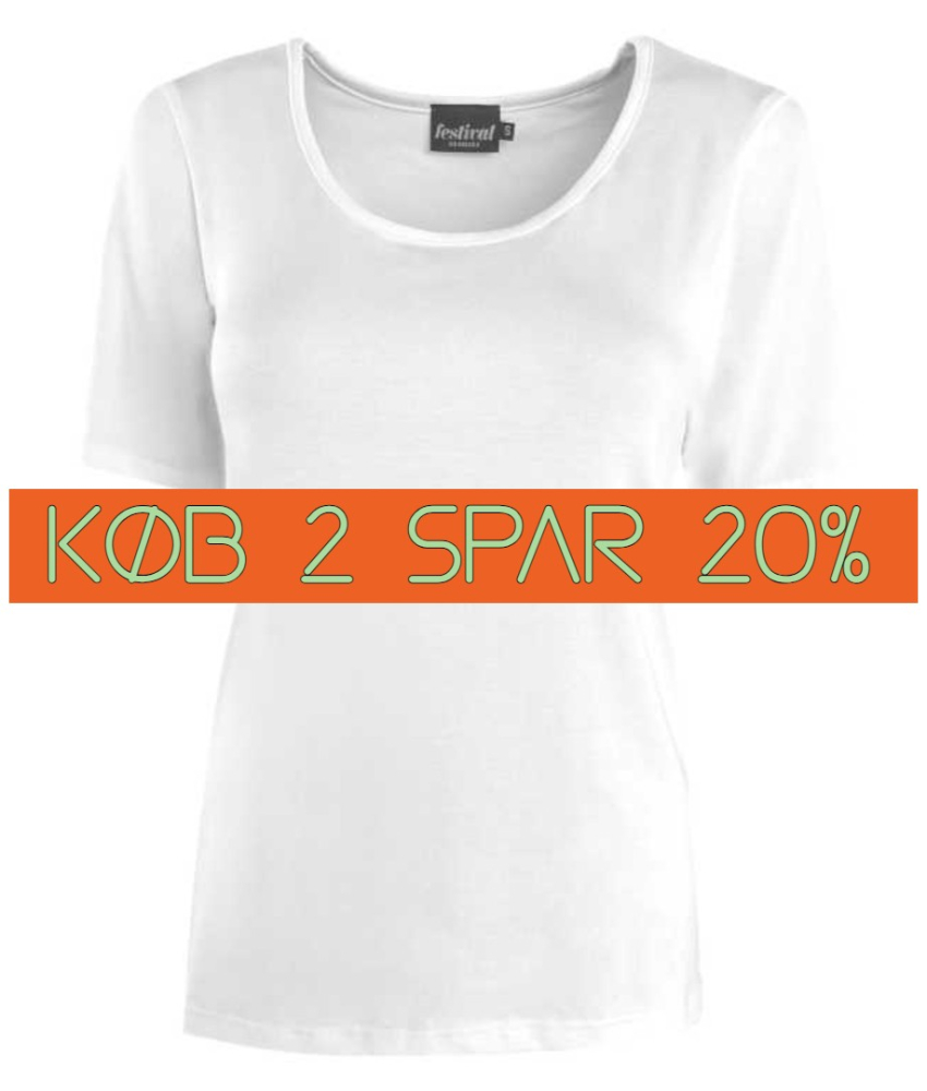 Bambus T-shirt i hvid - 620 - Festival Danmark