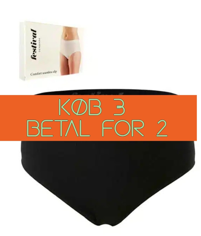 Sorte sømløse plus size trusser i mikrofibre - 507000 fra Festival